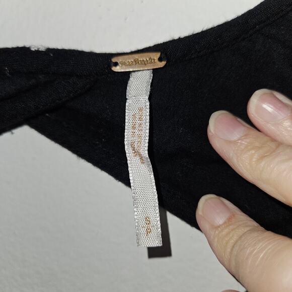 Free People Emma Print Black + White Embroidered Long Sleeve Mini Dress Size S - Picture 7 of 8